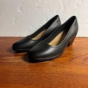 Clarks Collection Womens Black Leather‎ Wedge Heels Shoes Size 8.5 M